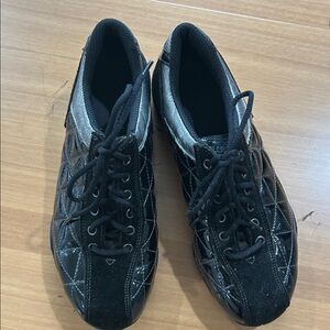 Mephisto Allrounder Black Quilted Leather Lace-Up Sneakers